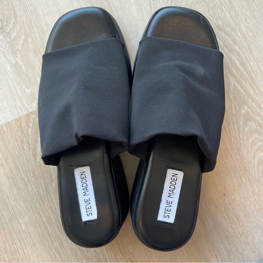 Steve Madden Black Slinky Slide Sandals - Picture 2 of 6